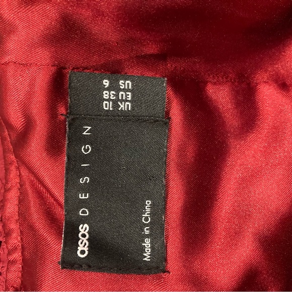 ASOS Maroon Eyelet full length Size 10 elegant formal Dress Lined Zip Closure - Picture 11 of 14